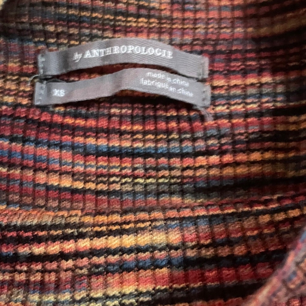 Anthropologie Mock Neck Ribbed Knit Sleeveless Top XS Multi Color Space Dyed - Picture 8 of 11